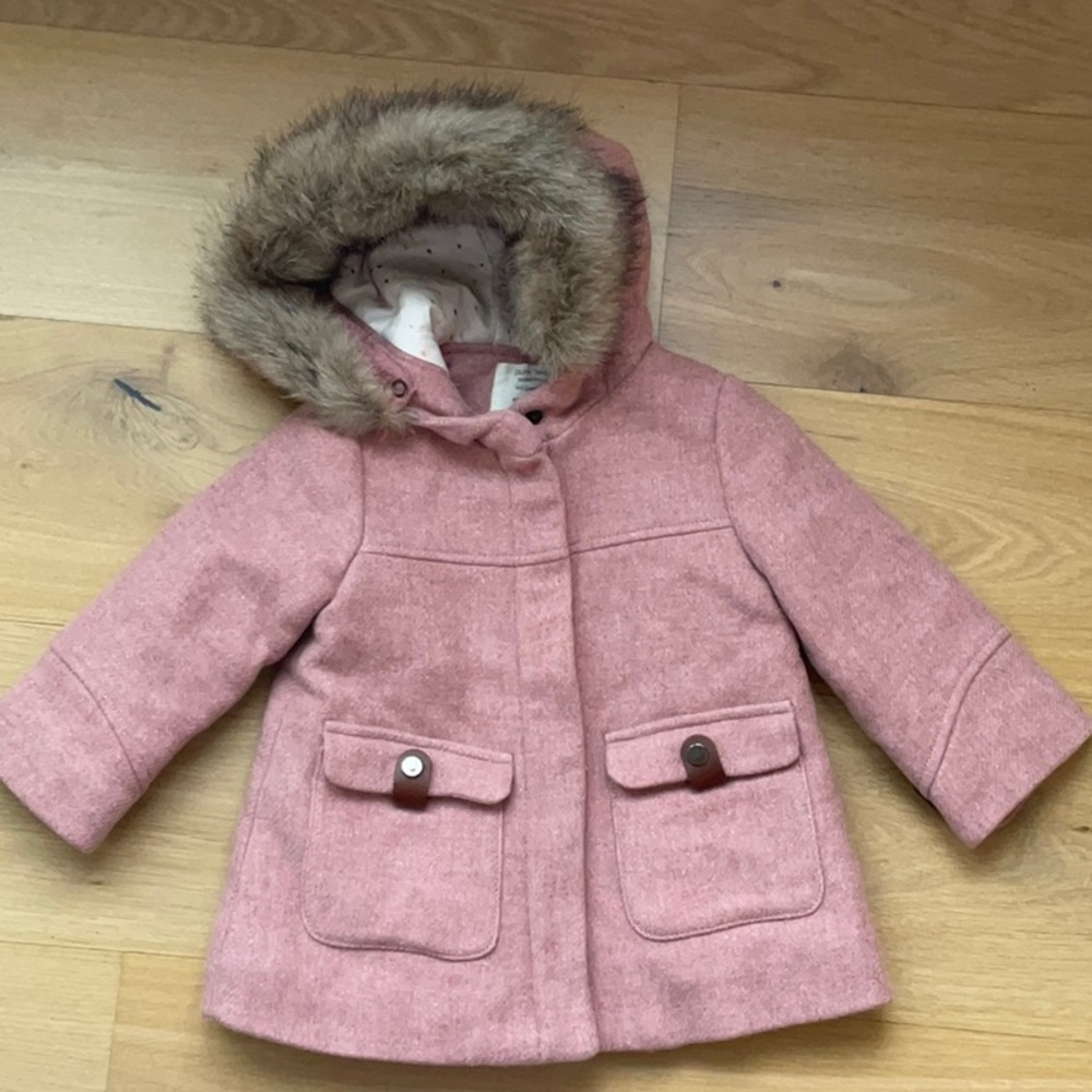 Zara Toddler Coat with Faux Fur Hood 18-24M